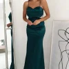Addison Satin Gown | Emerald Green