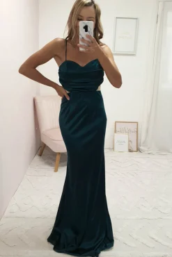 Addison Satin Gown | Emerald Green
