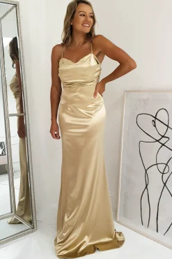 Addison Satin Gown | Gold