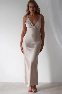 Aimie Soft Satin Maxi Dress | Champagne