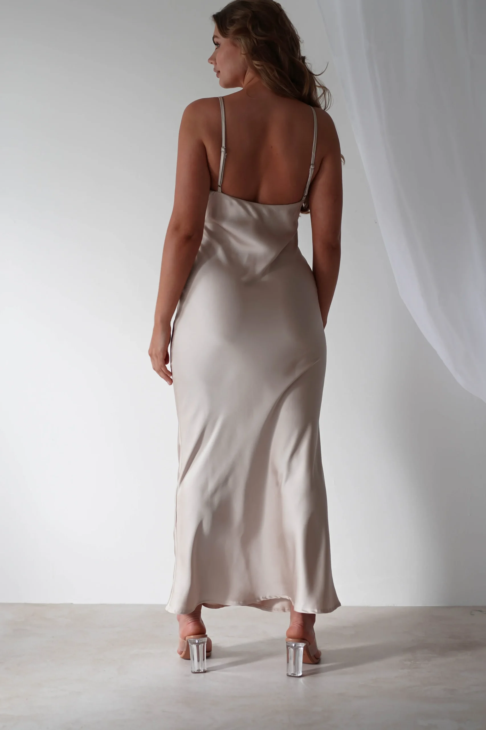 Aimie Soft Satin Maxi Dress | Champagne