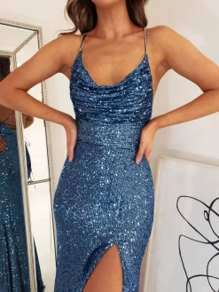 Alamour Sequin Luxe Gown | Lapis Blue