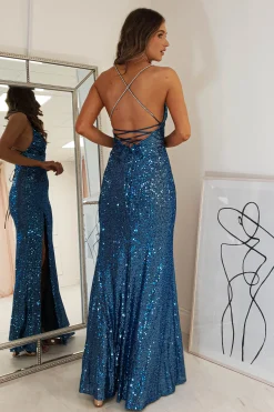 Alamour Sequin Luxe Gown | Lapis Blue
