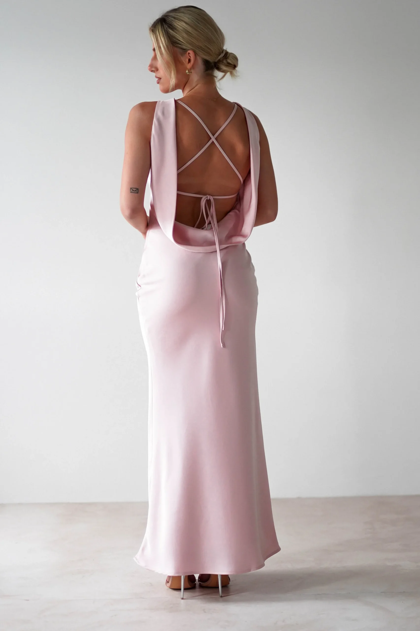 Alanna Soft Matte Satin Maxi Dress | Blush Pink