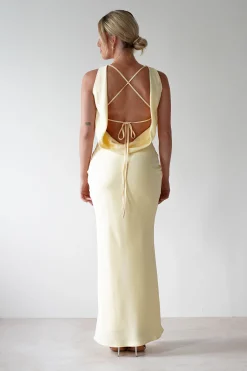 Alanna Soft Matte Satin Maxi Dress | Yellow