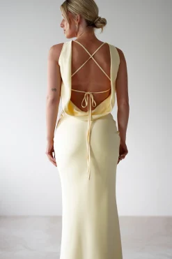 Alanna Soft Matte Satin Maxi Dress | Yellow