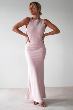 Alanna Soft Matte Satin Maxi Dress | Blush Pink