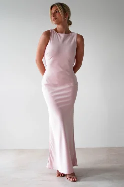 Alanna Soft Matte Satin Maxi Dress | Blush Pink
