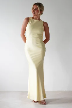 Alanna Soft Matte Satin Maxi Dress | Yellow