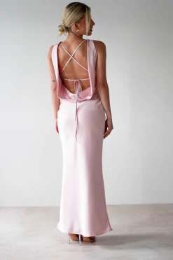 Alanna Soft Matte Satin Maxi Dress | Blush Pink