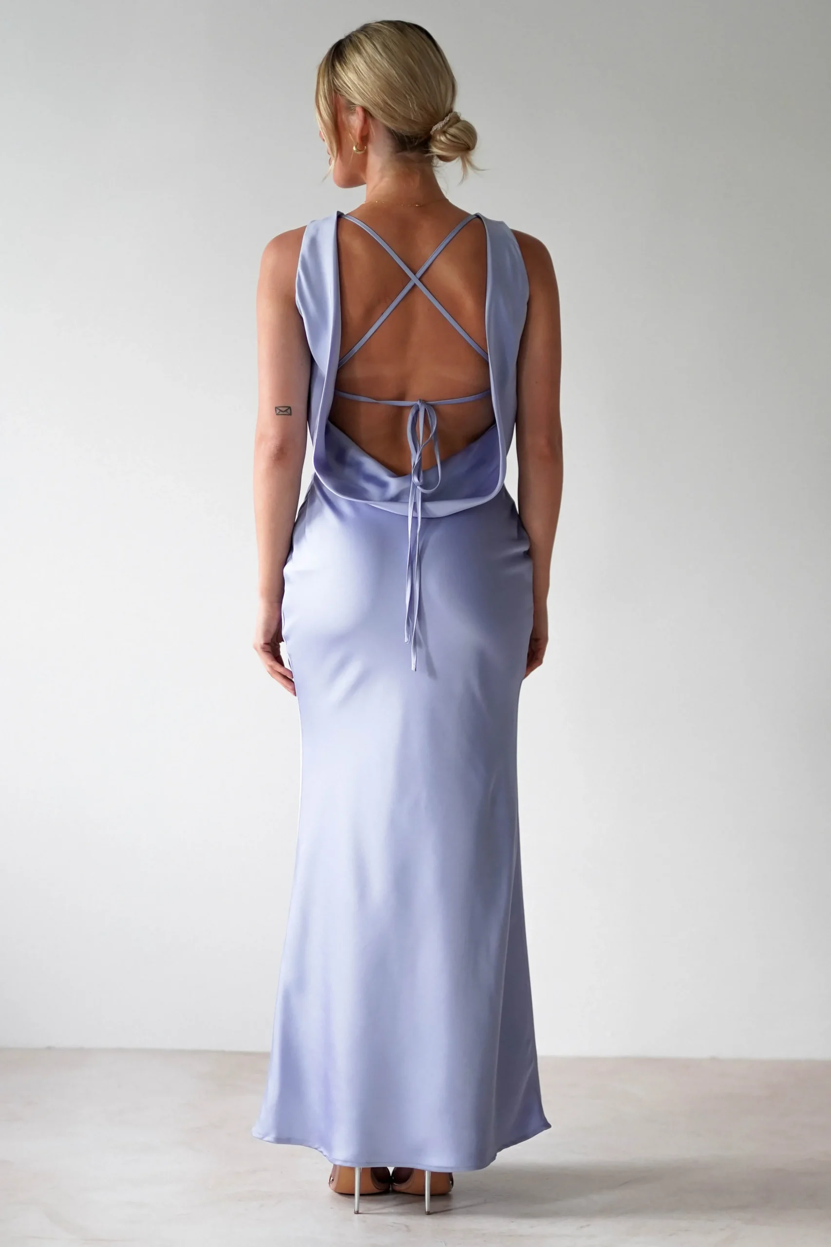Alanna Soft Matte Satin Maxi Dress | Periwinkle Blue