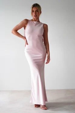 Alanna Soft Matte Satin Maxi Dress | Blush Pink