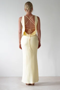 Alanna Soft Matte Satin Maxi Dress | Yellow