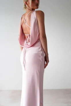 Alanna Soft Matte Satin Maxi Dress | Blush Pink