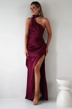 Aletta Soft Satin Maxi Gown | Dark Wine