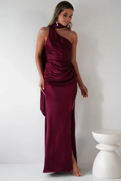 Aletta Soft Satin Maxi Gown | Dark Wine