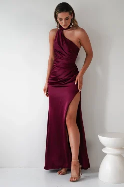 Aletta Soft Satin Maxi Gown | Dark Wine