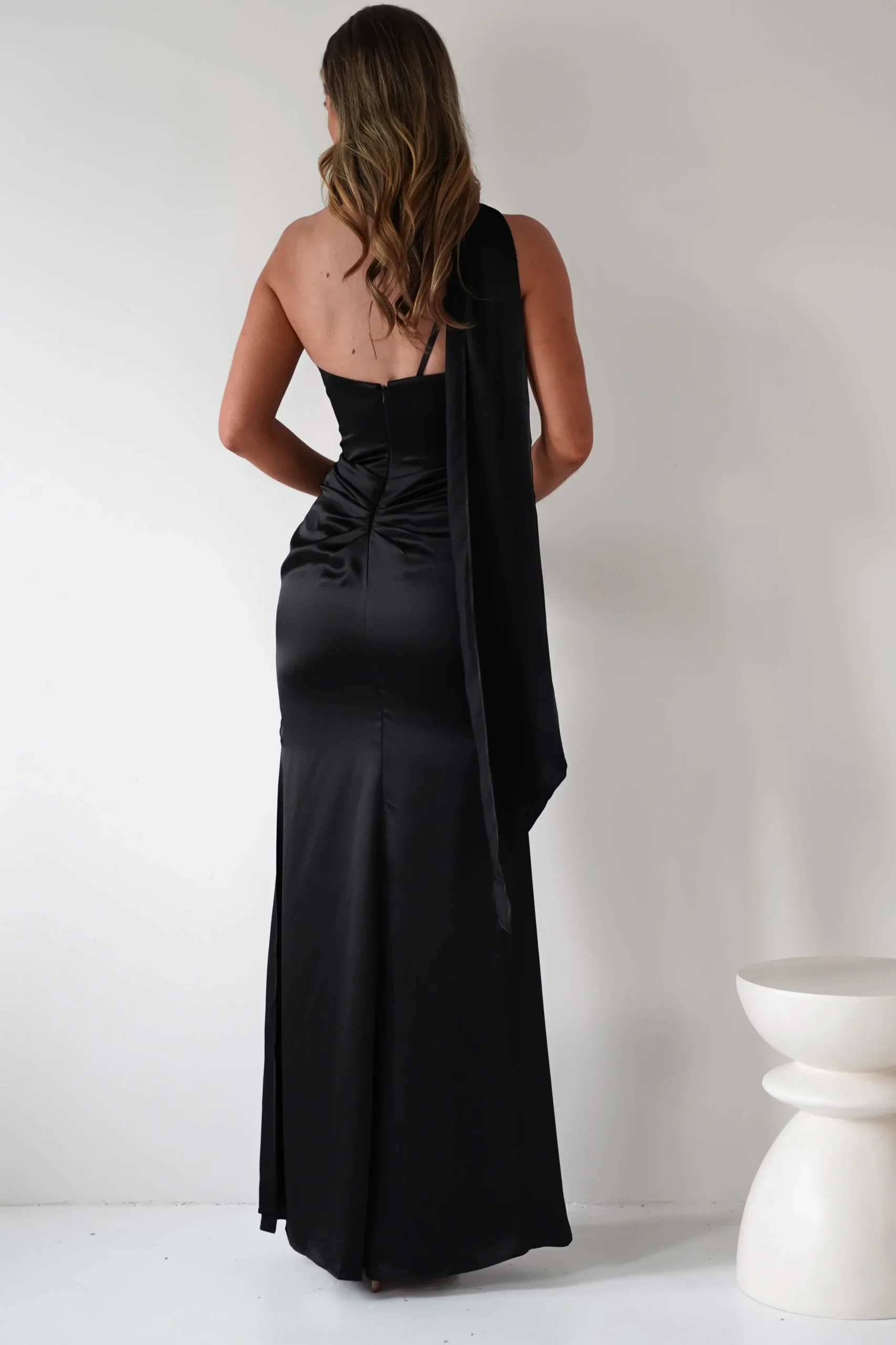 Aletta Soft Satin Maxi Gown | Black