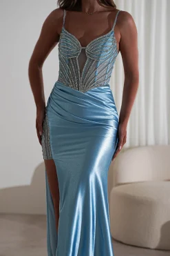 Alexis Glitter Shimmer Gown | Light Blue