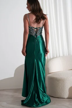 Alexis Glitter Shimmer Gown | Emerald Green