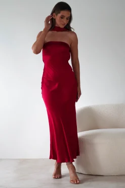 Alice Soft Satin Maxi Dress | Dark Red