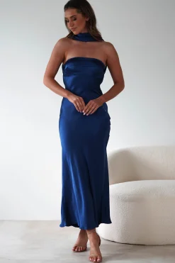 Alice Soft Satin Maxi Dress | Navy