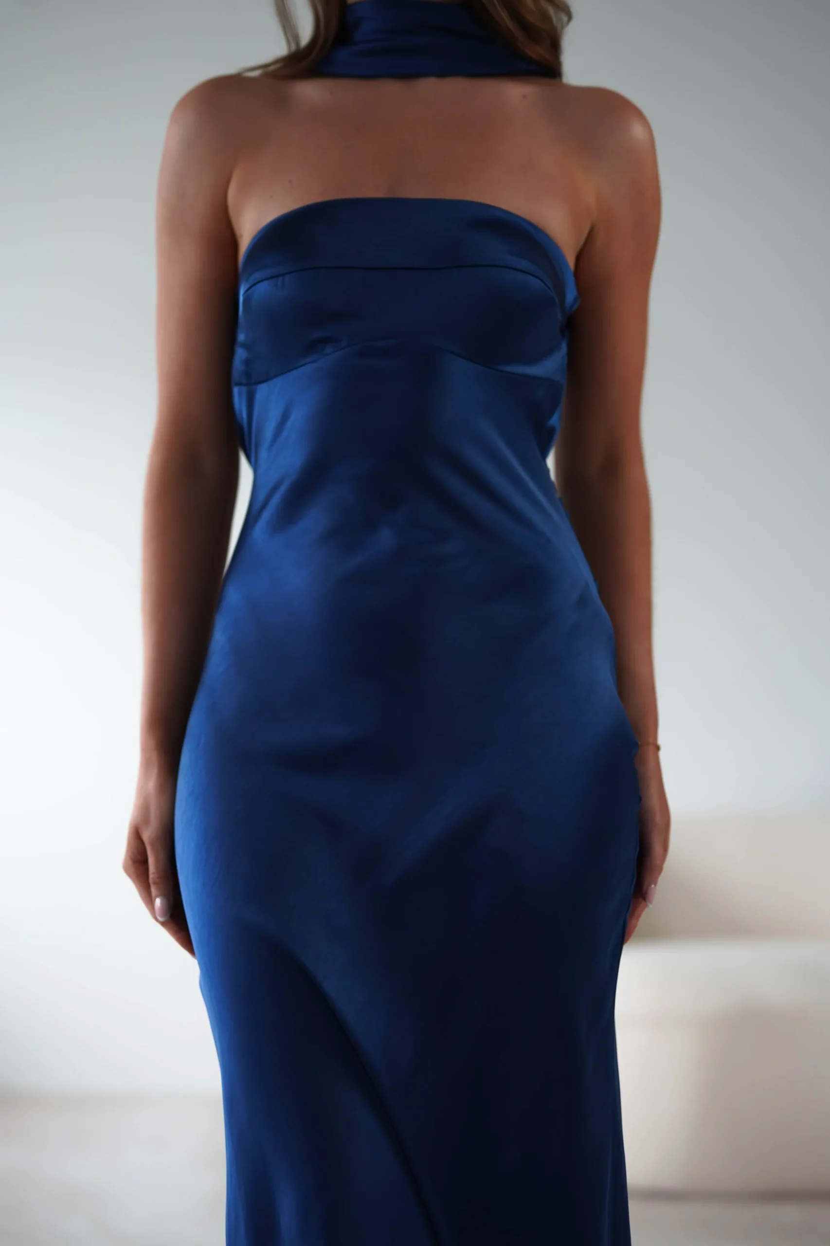 Alice Soft Satin Maxi Dress | Navy