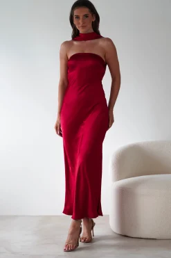 Alice Soft Satin Maxi Dress | Dark Red