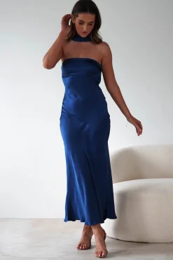 Alice Soft Satin Maxi Dress | Navy