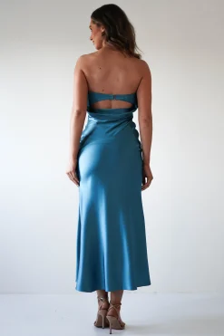Allegra Gathered Midaxi Dress | Robin Blue