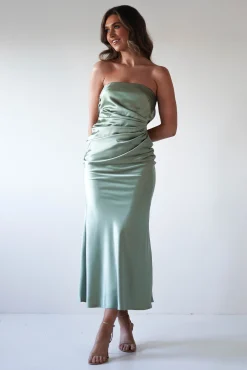 Allegra Gathered Midaxi Dress | Sage