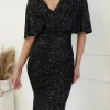 Alvara Sequin Midi Dress | Black