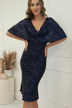 Alvara Sequin Midi Dress | Navy