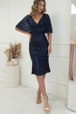 Alvara Sequin Midi Dress | Navy