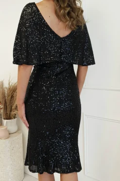 Alvara Sequin Midi Dress | Black
