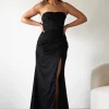 Alyce Soft Satin Strapless Gown | Black