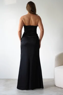 Alyce Soft Satin Strapless Gown | Black