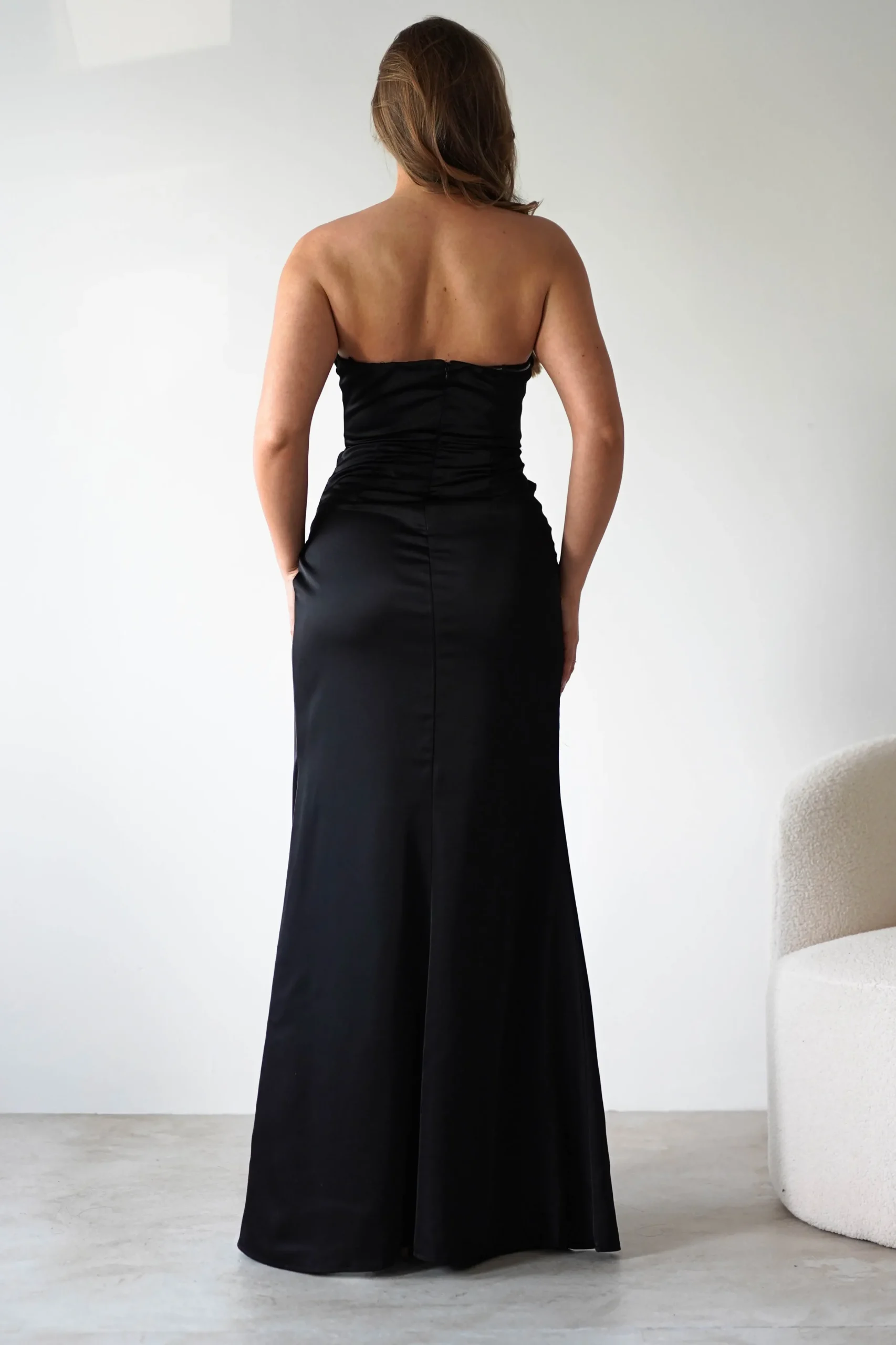 Alyce Soft Satin Strapless Gown | Black