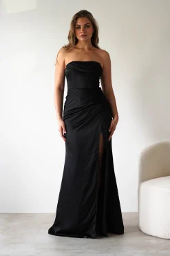 Alyce Soft Satin Strapless Gown | Black