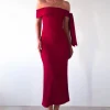 Amalthea Off the Shoulder Midaxi | Dark Red