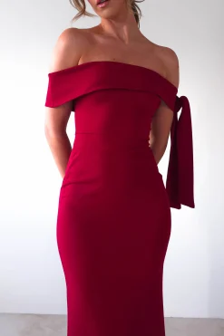Amalthea Off the Shoulder Midaxi | Dark Red