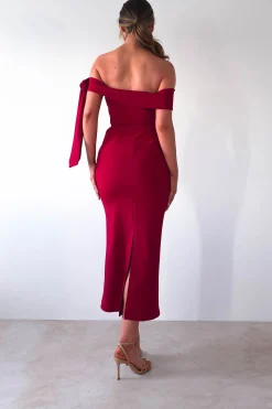 Amalthea Off the Shoulder Midaxi | Dark Red