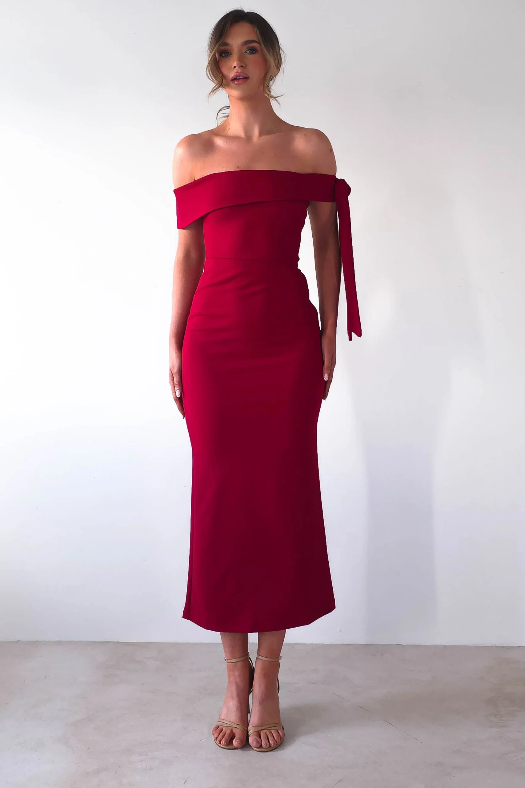 Amalthea Off the Shoulder Midaxi | Dark Red