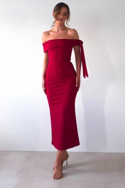 Amalthea Off the Shoulder Midaxi | Dark Red