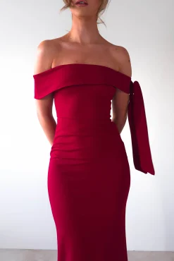 Amalthea Off the Shoulder Midaxi | Dark Red
