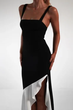 Amelia Contrast Maxi Dress | Black/White