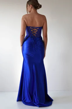 Andrina Rhinestone Strapless Gown | Royal Blue