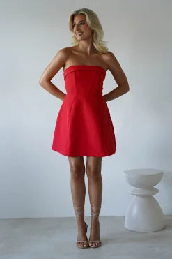 Angelica Strapless Structured Mini Dress | Red