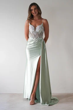 Annabel Embellished Bodycon Gown | Sage