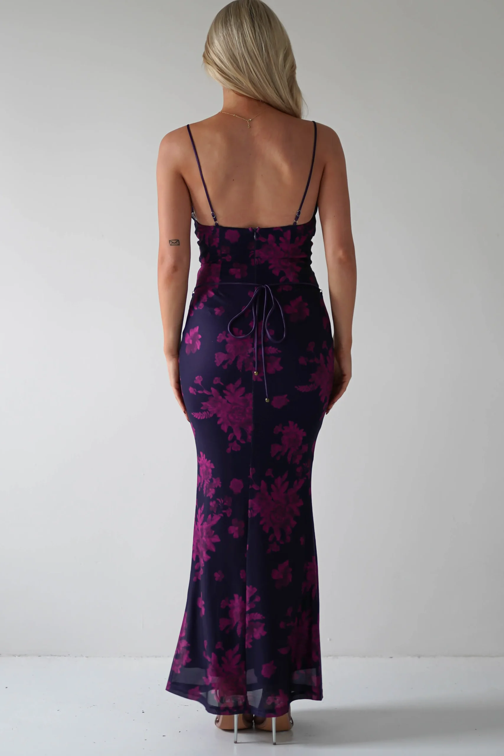 Audrie Bodycon Printed Maxi Dress | Grape
